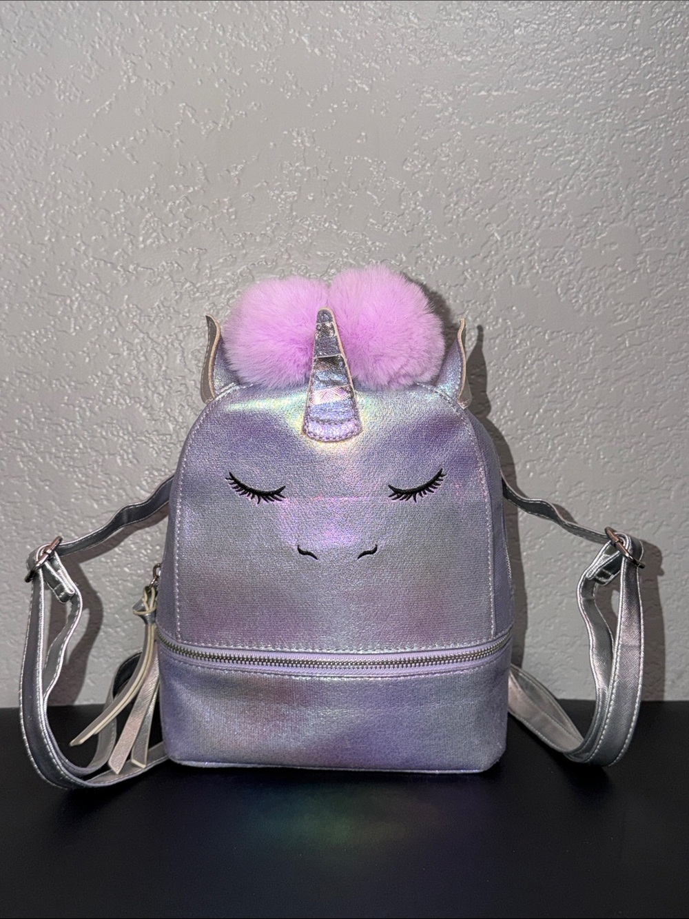 Under One Sky Girls Shiny Iridescent Unicorn Mini Backpack
